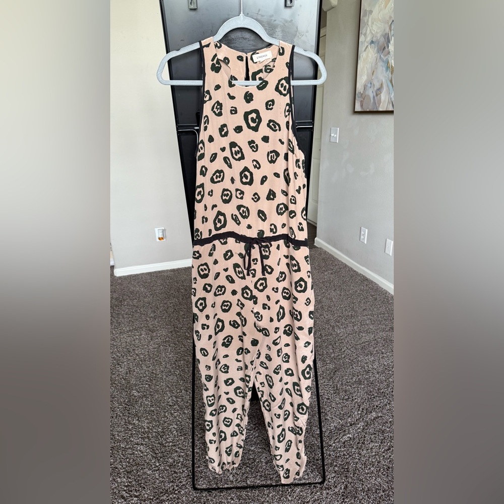 L'AGENCE Animal Print Jumpsuit - Cream and Black
